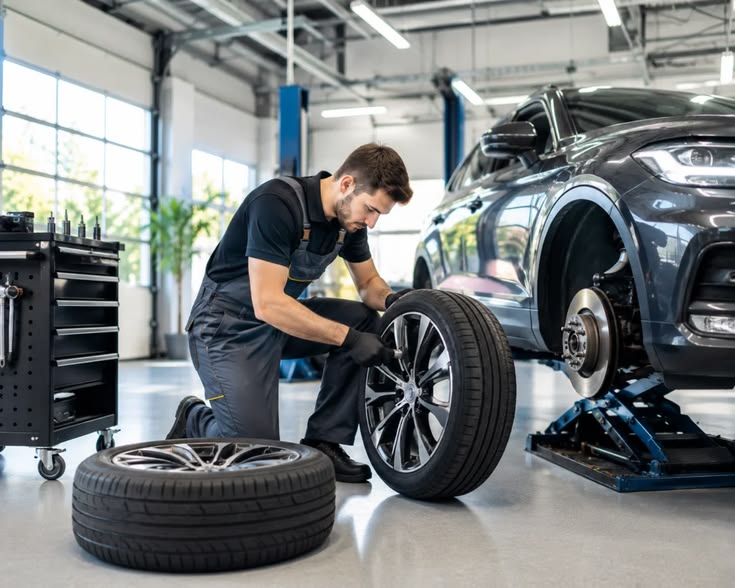 Ben's Breakdown Recovery mobile tyre fitting technician replacing a flat tyre roadside