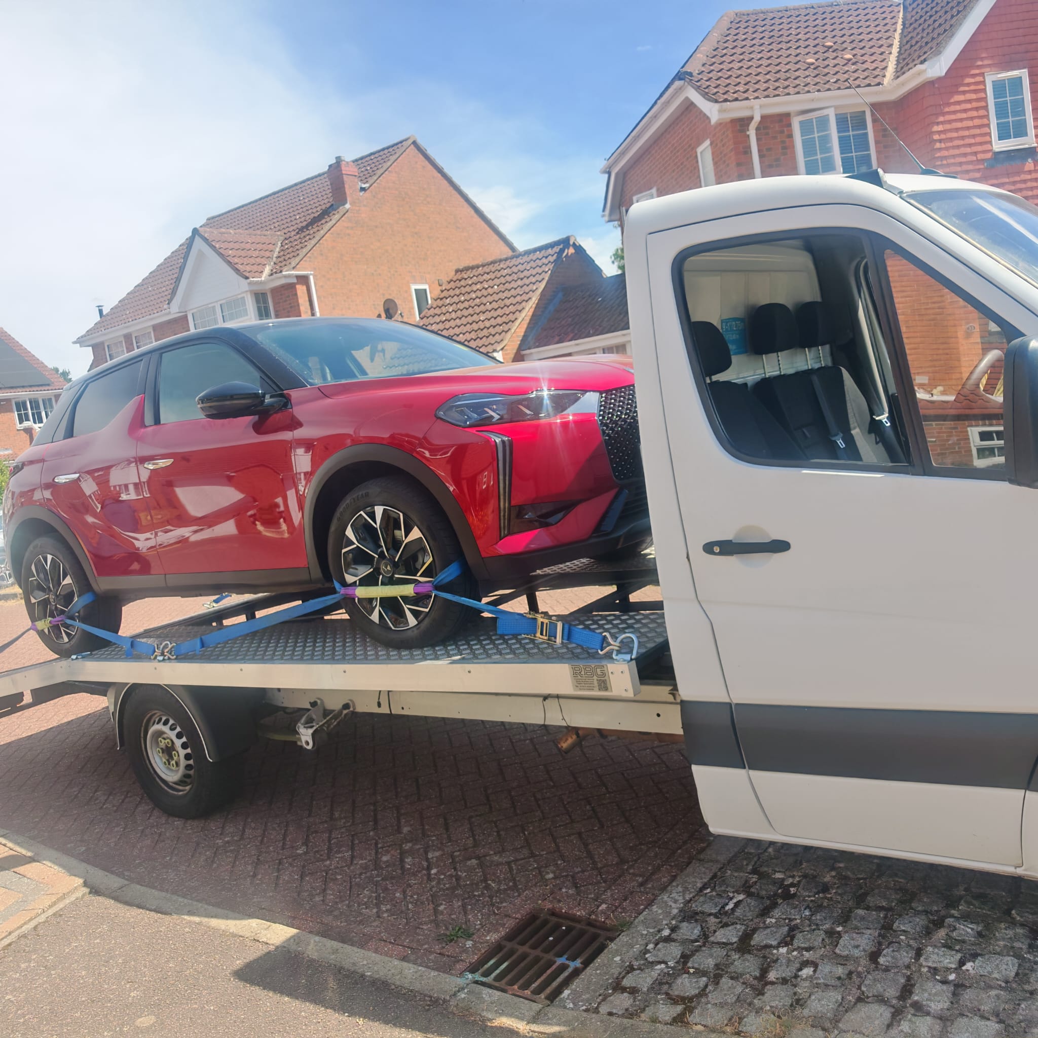 Ben's Breakdown Recovery flatbed tow truck collecting a vehicle for UK-wide recovery